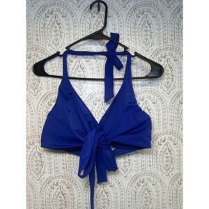 Athleta Royal Blue‎ Wrap Tie Halter Underwire Bikini Top 34 B/C